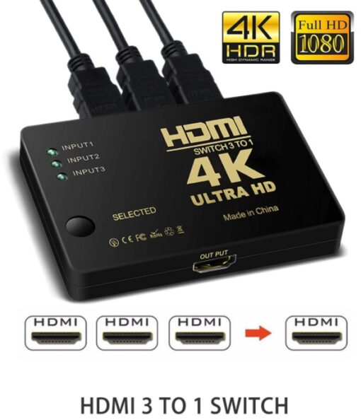 Thiết bị chia HDMI 1080P 4K 3 ngõ vào 1 ngõ ra